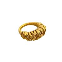 Messing fingerring, 18K forgyldt, Unisex, nikkel, bly & cadmium fri, Størrelse:7, Solgt af PC