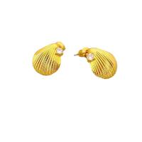 Prás Graí Earring, Shell, 18K óir plated, do bhean & le rhinestone, nicil, luaidhe & caidmiam saor in aisce, 14x15.30mm, Díolta De réir Péire