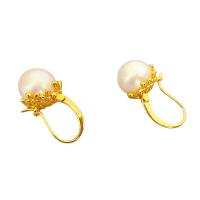 Ottone Orecchino con pendente, with Mabe Pearl, Cerchio, laccato oro 18K, per la donna, bianco, assenza di nichel,piombo&cadmio, 16.60x32.50mm, Venduto da coppia