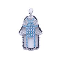 Cubic Zirconia Micro Pave Brass Pendant Hamsa plated DIY & micro pave cubic zirconia nickel lead & cadmium free Sold By PC