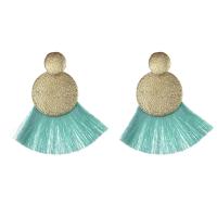 Fashion Fringe Oorbellen, Zinc Alloy, met Polyester, gold plated, voor vrouw, meer kleuren voor de keuze, nikkel, lood en cadmium vrij, 80x80mm, Verkocht door pair