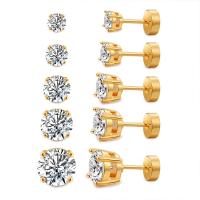 Cubic Zircon ( CZ ) Stud Earring, Mässing, 18K guldpläterad, Unisex & olika storlek för val & med cubic zirconia, gyllene, nickel, bly och kadmium gratis, Säljs av PC