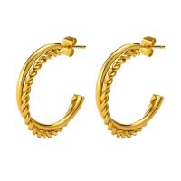 Stainless Steel Stud Earrings 304 Stainless Steel Vacuum Ion Plating fashion jewelry & for woman golden Sold By Pair