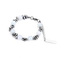 Cats Eye Armbänder, Titanstahl, mit Katzenauge & Hämatit, mit Verlängerungskettchen von 5cm, poliert, Modeschmuck & unisex & einstellbar, originale Farbe, Länge 17 cm, verkauft von PC