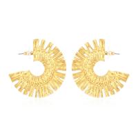 Pendientes de Perno de Aleación de Zinc, Patrón Geométrico, chapado en color dorado, Joyería & para mujer, libre de níquel, plomo & cadmio, 50x50mm, Vendido por Par