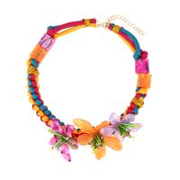 Collier acrylique, avec cordon de polyester, fleur, bijoux de mode & pour femme, 60mm, Longueur Environ 15.7 pouce, Vendu par PC