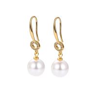 South Sea Shell Earring Brass with Shell Pearl plated & micro pave cubic zirconia & for woman Sold By Lot