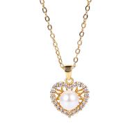 Mari del Sud Shell Pendant, ottone, with Shell Pearl, Cuore, placcato, stili diversi per la scelta & Micro spianare cubic zirconia & per la donna, nessuno, 12.80x13.90mm, 3PC/lotto, Venduto da lotto