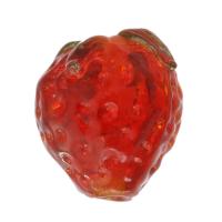 Handgjorda Lamppärlor, Lampwork, Jordgubbe, DIY, röd, 13.50x14x13mm, Hål:Ca 2mm, Säljs av PC