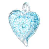 Lampwork Pendant Heart Unisex light blue Approx 6mm Sold By PC