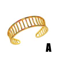 Messing-Armbänder, Messing, 18K vergoldet, verschiedene Stile für Wahl & Micro pave Zirkonia & für Frau, gemischte Farben, frei von Nickel, Blei & Kadmium, 65x20mm, verkauft von PC