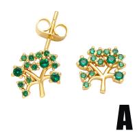 Boucles d'oreilles en laiton zircon cubique pavent, Plaqué or 18K, styles différents pour le choix & pavé de micro zircon & pour femme, couleurs mélangées, protéger l'environnement, sans nickel, plomb et cadmium, Vendu par PC