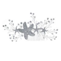 Bridal Maisiúil Gruaige Cíor, Sinc Alloy, le Crystal & Pearl Plaisteacha, Starfish, dath airgid plated, bronntanas bainise & do bhean & le rhinestone, airgid, nicil, luaidhe & caidmiam saor in aisce, 150x80mm, Díolta De réir PC