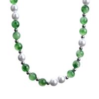 Colar de pérolas de plástico, Pérolas de plástico ABS, with Jade & Partículas de aço, with 10cm extender chain, Roda, polido, joias de moda & unissex, Mais cores pare escolha, comprimento 40 cm, vendido por PC