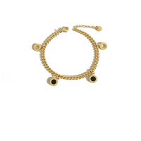 Pulseira de aço titânio, Partículas de aço, joias de moda & para mulher, dourado, 200mm, vendido por PC