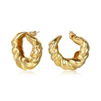 Brass Stud Earring 18K gold plated fashion jewelry & for woman gold Sold By Pair