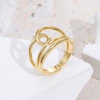 Bague en laiton, Plaqué or 18K, Réglable & pour femme & creux, 17-19mm, Vendu par PC