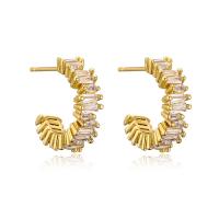 Cubic Zirconia Micro Pave Brass Earring 18K gold plated micro pave cubic zirconia & for woman Sold By Pair