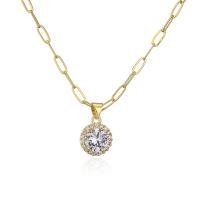 Collier en laiton cubique Zircon Micro Pave, avec 1.96 inch chaînes de rallonge, Plaqué or 18K, pavé de micro zircon & pour femme, plus de couleurs à choisir, 12x19mm, Longueur Environ 17.71 pouce, Vendu par PC