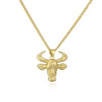 Cubic Zircon Micro Pave Brass Necklace with 1.96 inch extender chain Bull 18K gold plated & micro pave cubic zirconia & for woman Length Approx 17.71 Inch Sold By PC