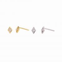 Cubic Zirconia micro pavimenta Sterling Silver Earring, 925 argento sterlina, Rhombus, placcato, Micro spianare cubic zirconia & per la donna, nessuno, 11.50x5.80mm, Venduto da coppia