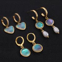 Shell Earrings Zinc Alloy with Abalone Shell gold color plated fashion jewelry & for woman nickel lead & cadmium free Sold By Pair