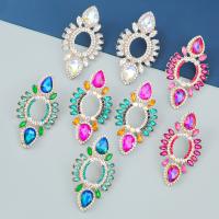 Rhinestone Earring Zinc Alloy gold color plated fashion jewelry & for woman & with rhinestone Sold By Pair