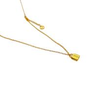 Collar de Latón, metal, con 6cm extender cadena, Cierradura, chapado en oro de 18 K, para mujer & esmalte, libre de níquel, plomo & cadmio, longitud aproximado 50 cm, Vendido por UD