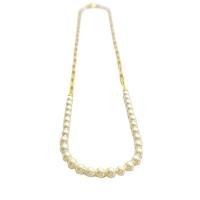 Kunststof parel ketting, Messing, met Plastic Pearl, 18K vergulde, verschillende stijlen voor de keuze & voor vrouw, meer kleuren voor de keuze, nikkel, lood en cadmium vrij, Lengte Ca 18 inch, Verkocht door PC