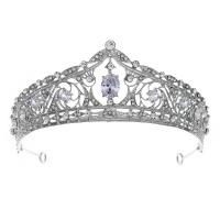 Tiaras, liga de zinco, cromado de cor prateada, para mulher & com strass, prateado, níquel, chumbo e cádmio livre, 130x55mm, vendido por PC