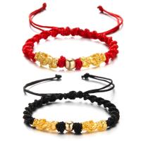 Bijoux bracelets de mode, cordon de polyester, avec alliage de zinc, bête sauvage Fabuleuse, Placage de couleur d'or, unisexe & réglable, plus de couleurs à choisir, Longueur 18-32 cm, Vendu par PC