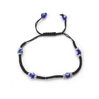 Evil Eye sieraden Armband, Textiel binnenwerk Cord, met strass zinklegering spacer & Hars, Boze oog, silver plated, uniseks & verstelbaar, meer kleuren voor de keuze, Lengte 9.06 inch, Verkocht door PC