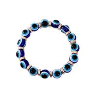 Bracelet Evil Eye bijoux, résine, avec perle de plastique & alliage de zinc, Mauvais œil, Placage de couleur d'or, élastique & unisexe & styles différents pour le choix, Longueur 7.1 pouce, Vendu par PC