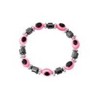 Bracelet Evil Eye bijoux, résine, avec hématite non magnétique & alliage de zinc, Mauvais œil, Placage de couleur argentée, élastique & unisexe, plus de couleurs à choisir, Longueur 7.1 pouce, Vendu par PC