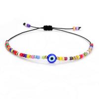 Evil Eye smykker armbånd, Seedbead, med Terylene Cord & Resin, Unisex & justerbar, flere farver til valg, Længde 11 inch, Solgt af PC