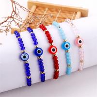 Mal pulsera ojo, Cristal, con cordón poliéster & resina, ojo de malvado, hecho a mano, unisexo & ajustable & facetas, más colores para la opción, longitud 11-27 cm, Vendido por UD