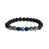 Gemstone Bracelets Abrazine Stone with Gemstone & Non Magnetic Hematite Round & Unisex 8mm Length 7.1 Inch Sold By PC