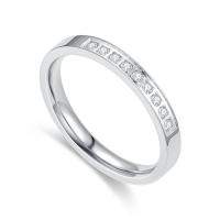 Par fingerringe, 316L Stainless Steel, Unisex & forskellig størrelse for valg & Micro Pave cubic zirconia, flere farver til valg, 3x1.80mm, Solgt af PC