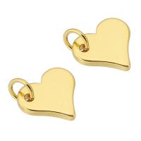 Messing hart hangers, gold plated, DIY, gouden, nikkel, lood en cadmium vrij, 11x10x1.50mm, Gat:Ca 3mm, Verkocht door PC