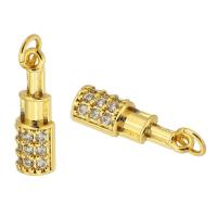 Messing hanger met micro-paved kubieke zirconia's, gold plated, DIY & micro pave zirconia, gouden, nikkel, lood en cadmium vrij, 5x15x3mm, Verkocht door PC