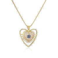 Cubic Zircon Micro Pave Brass Necklace real gold plated & micro pave cubic zirconia & for woman gold 450mm Sold By PC