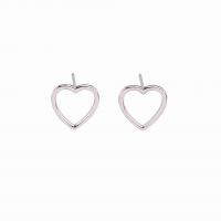 925 Sterling Silver Stud Earrings Heart plated for woman & hollow Sold By Pair