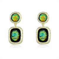 Hars Earring, Zinc Alloy, met Hars, Rechthoek, gold plated, mode sieraden & voor vrouw, 20x45mm, Verkocht door pair