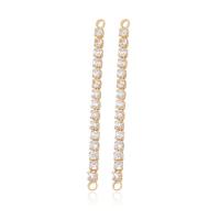 Pendenti di ottone di Cubic Zirconia (CZ), placcato color oro, DIY & con strass, 30x2mm, Foro:Appross. 1.5mm, 50PC/lotto, Venduto da lotto