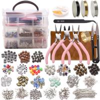 DIY sieraden materiaal, Kristal, met Plastic Box & Messing & Ijzer & Ferronickel & Tiger Tail Wire & Zinc Alloy & Acryl, gepolijst, meer kleuren voor de keuze, 155x125x155mm, Verkocht door Stel