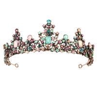 Diadèmes, alliage de zinc, Plaqué de couleur d'or antique, pour femme & avec strass, couleur or antique, protéger l'environnement, sans nickel, plomb et cadmium, 175x63mm, Vendu par PC