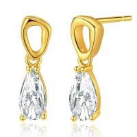 Boucles d'oreilles en laiton zircon cubique pavent, Plaqué or 18K, pavé de micro zircon & pour femme, 5x20mm, Vendu par paire