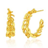 Prás Graí Earring, Leaf, 18K ór plátáilte, do bhean, 25x8mm, Díolta De réir Péire