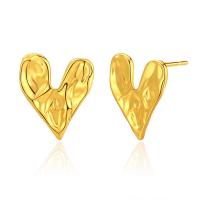 Pendientes de Perno en Latón, metal, Corazón, 18K chapado en oro, para mujer, 26x23mm, Vendido por Par