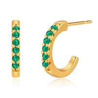 Cubic Zirconia Micro Pave Brass Earring 18K gold plated micro pave cubic zirconia & for woman Sold By Pair